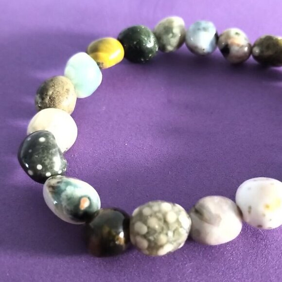 🍁2/30🍁Cute Handmade Elastic River Stones Bracelet Unisex Hand cradted Bracelet - Picture 2 of 15